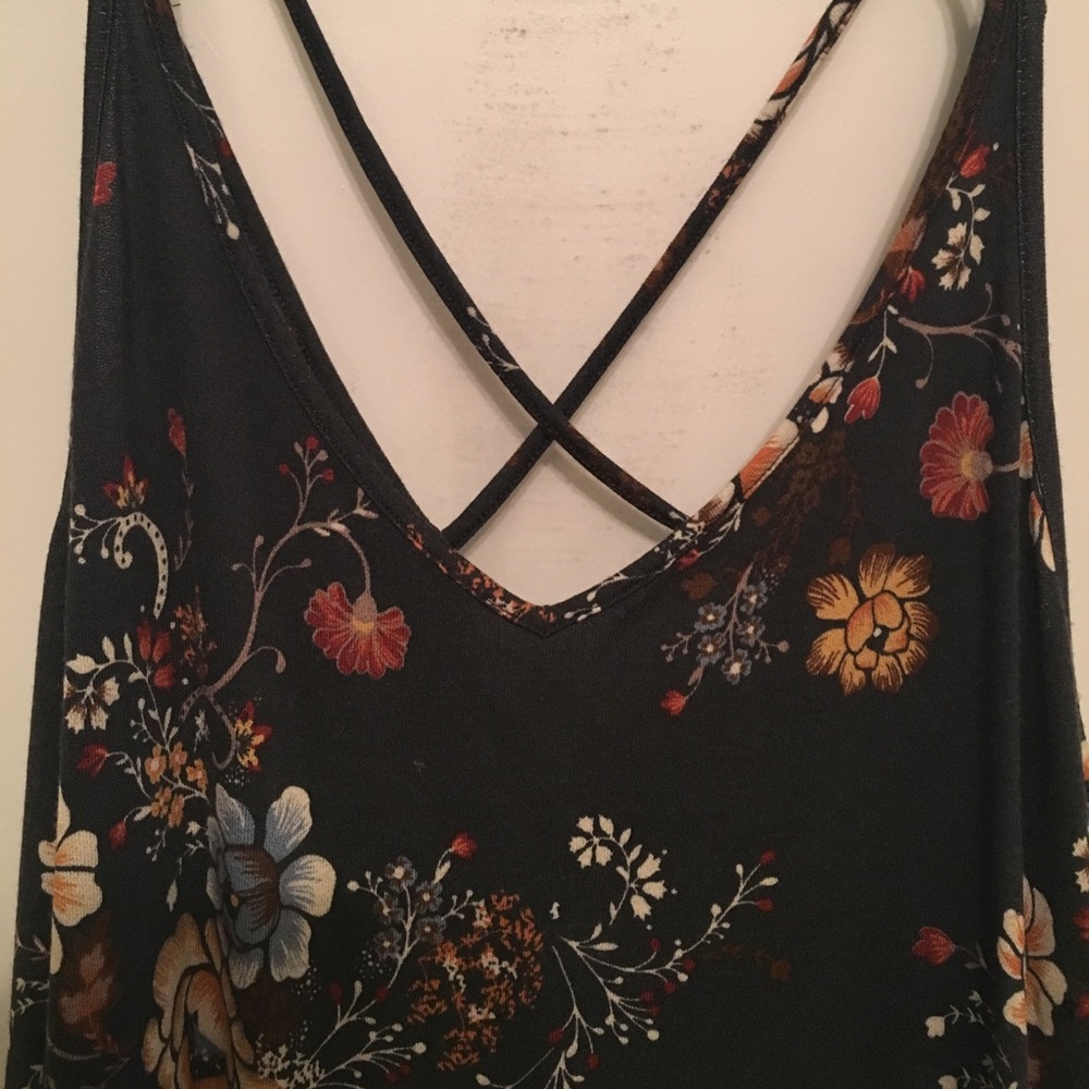 AEO Floral Tank Crossed Back